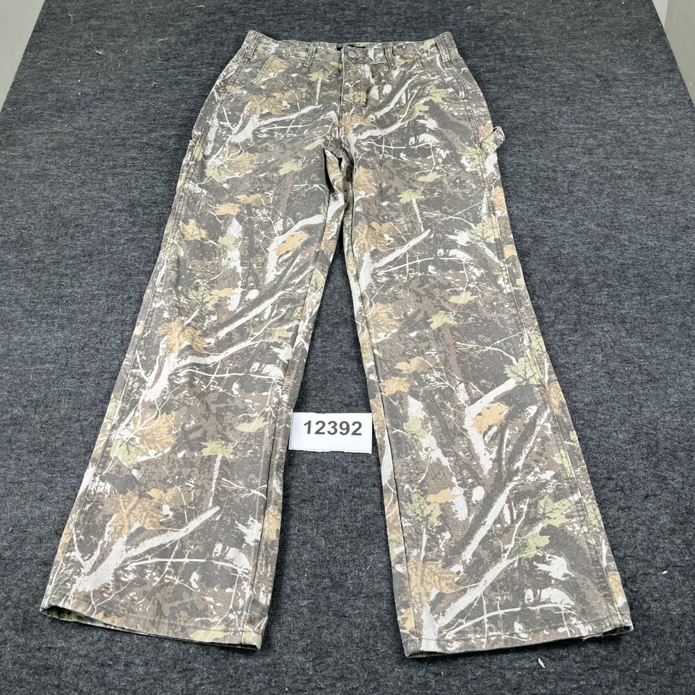 Pinkymoor Carpenter Pants Womens Medium Multicolor Camo Tree Cotton Workwear